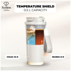 Nerezový termohrnek na kávu i čaj 0,5 l Cream Gold Collection