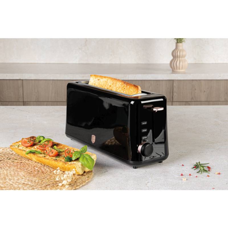 Topinkovač nerez 980W s dlouhým slotem Black Rose Collection