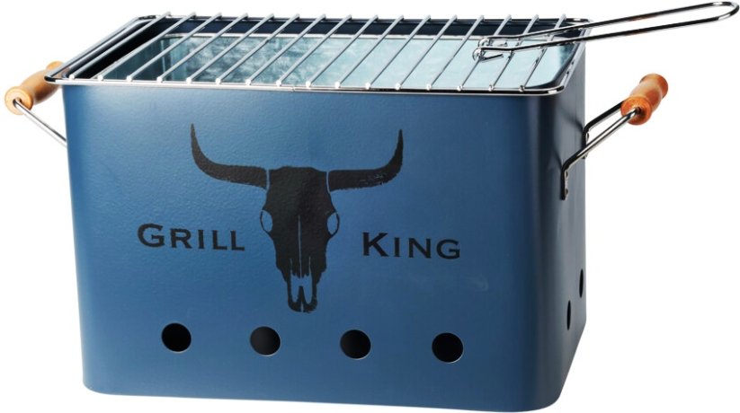Prenosný gril na drevené uhlie GRILL KING 43 x 20 cm modrá