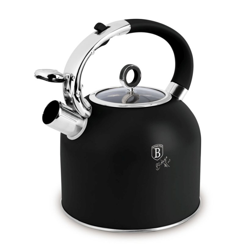 Konvice pískací se skleněným víkem 3 L Matte Black Collection