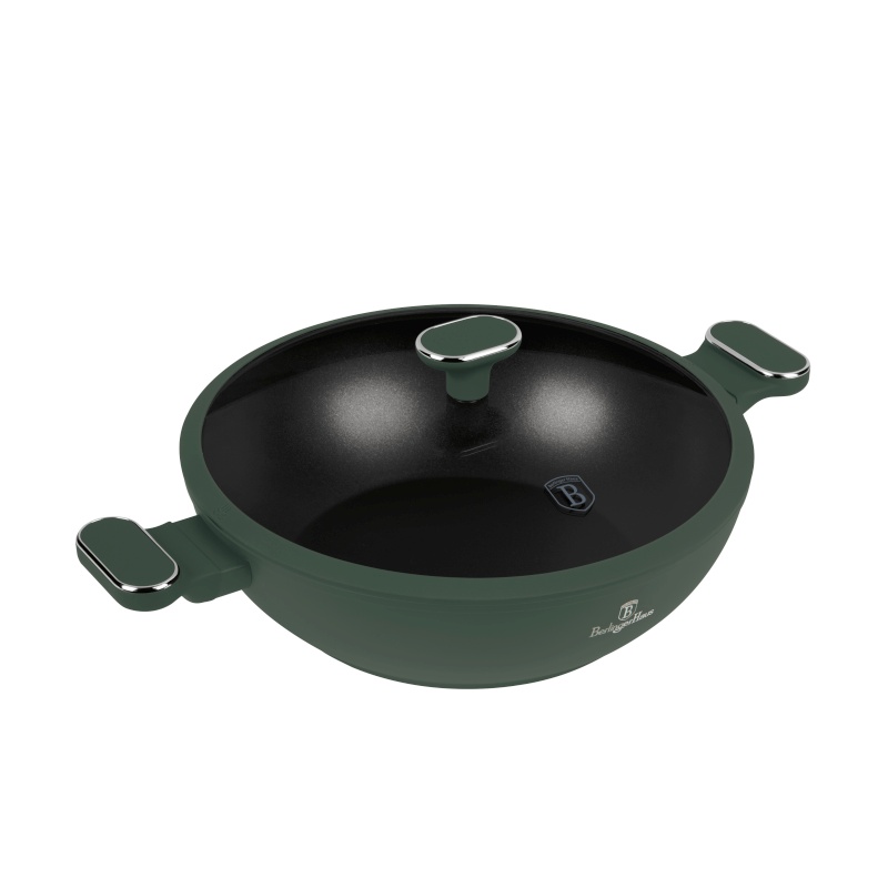 Pánev wok s poklicí a titanovým povrchem 30 cm Matte Green Collection