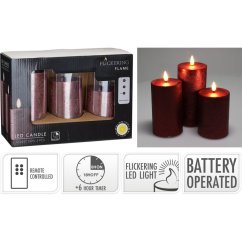 Juego de 3 velas LED