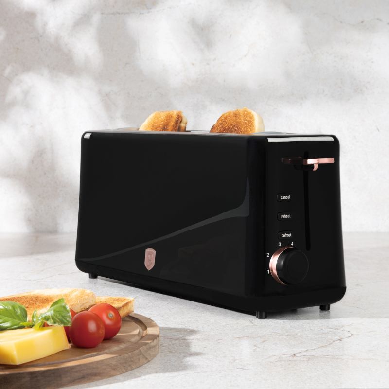 Topinkovač nerez 980W s dlouhým slotem Black Rose Collection