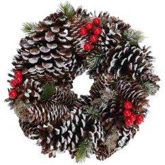 Vánoční věnec borovice 25 cm jinovatka