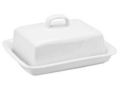 Dóza na máslo porcelánová lesklá bílá 14x17x8cm