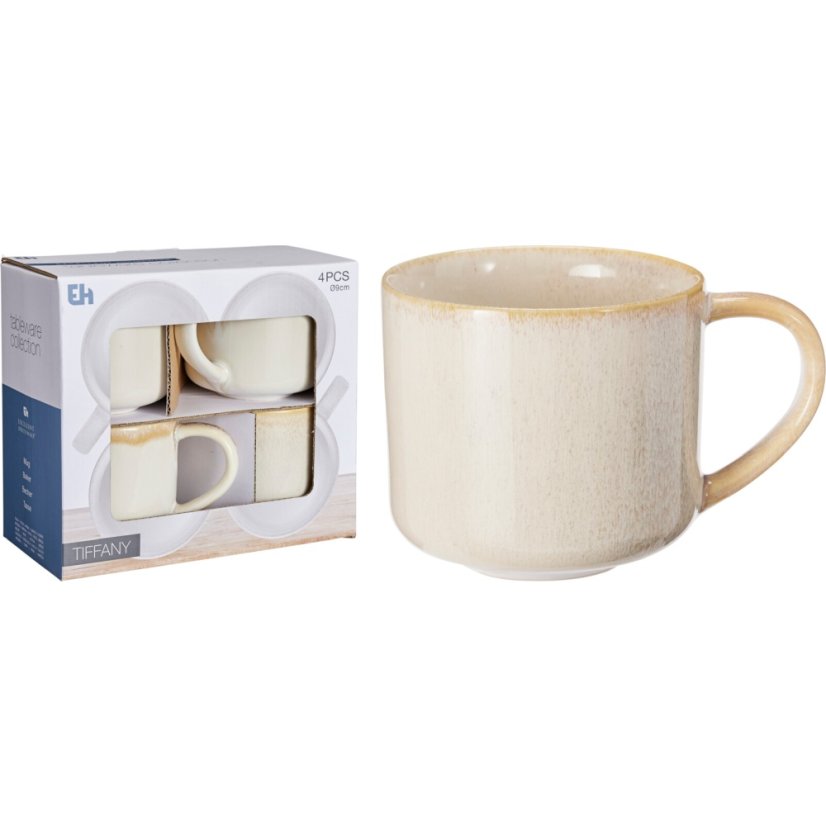 Sada hrnků 4 ks 330 ml béžová