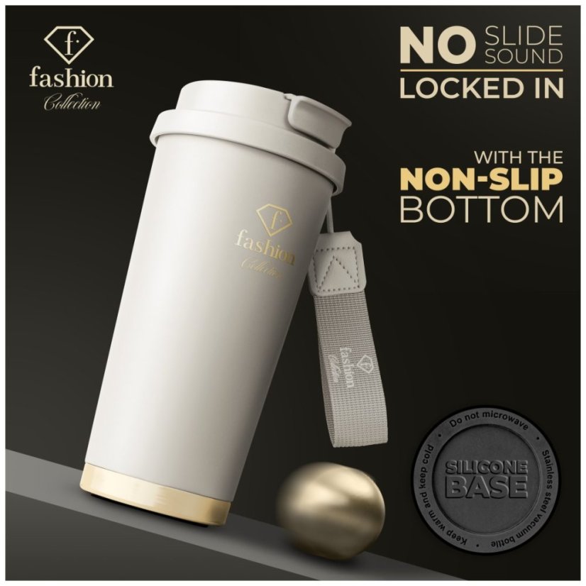 Nerezový termohrnek na kávu i čaj 0,5 l Cream Gold Collection