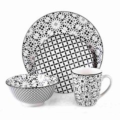 Set de farfurii set de mese 16 buc gri