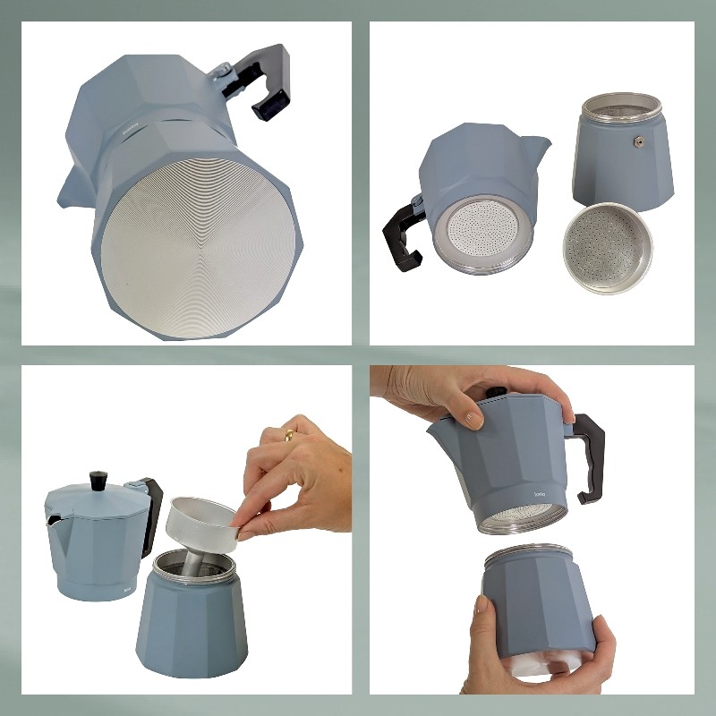 Konvice na espresso kouřově modrá 19,0cm 9,0cm 300 ml