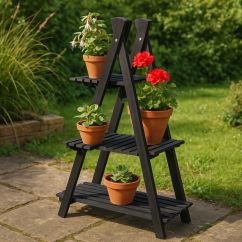 Drevený stojan na kvety 3 poschodia 84 cm