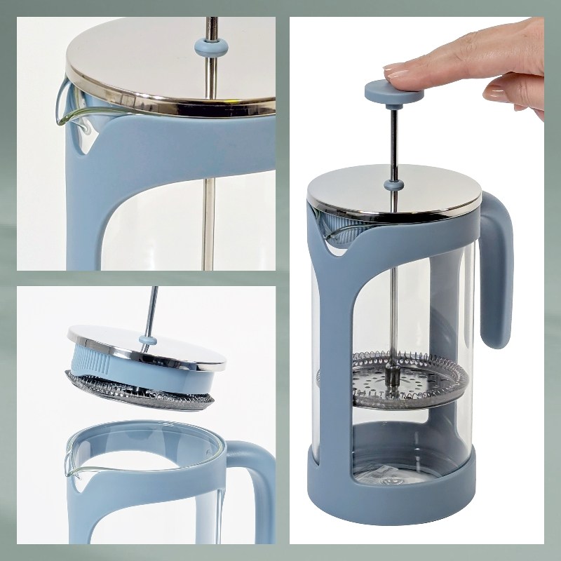 Konvice na čaj a kávu frenchpress kouřově modrá 1l