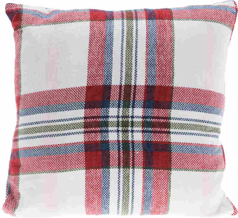 Almohada decorativa 45 x 45 cm cubo blanco/rojo
