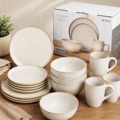 Set de farfurii din faianță, 16 bucăți, bej