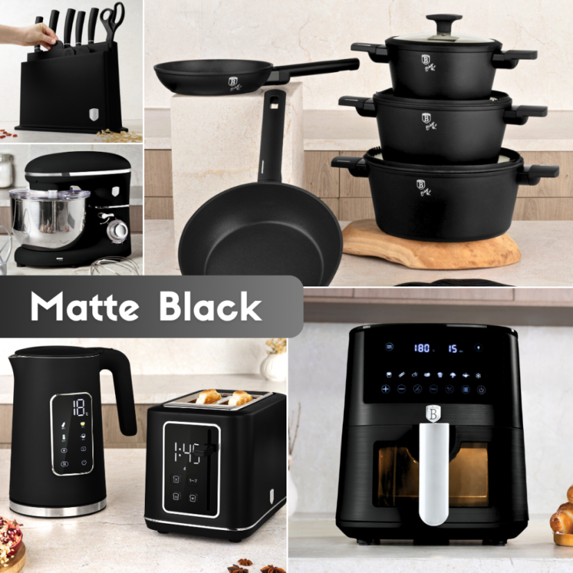 Kastrol s titanovým povrchem a poklicí 28 cm Matte Black Collection