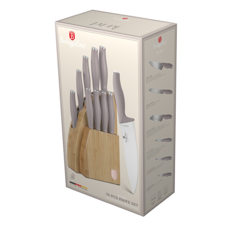 Sada nožů se stojanem BAMBOO 10 ks Taupe Collection