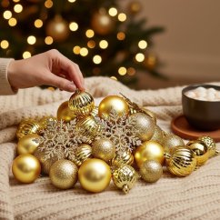 Vánoční ozdoby sada 57 ks zlatá