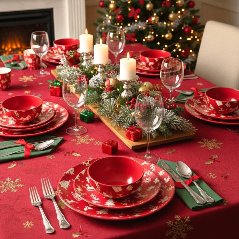 Set farfurii de masă Crăciun 18 buc RED Crăciun