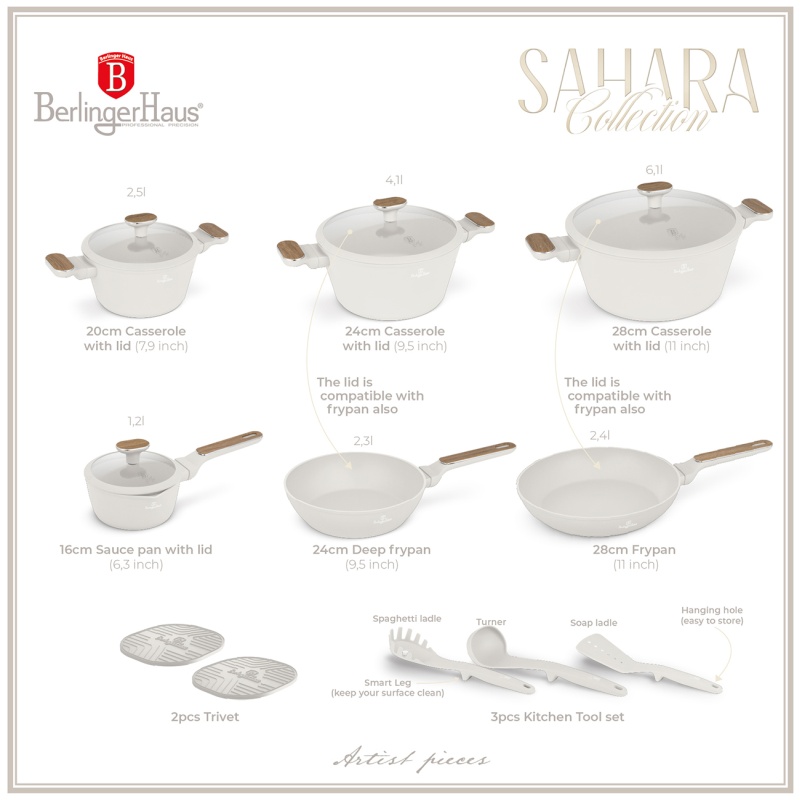 Sada nádobí s titanovým povrchem 15 ks Sahara Nordic Collection