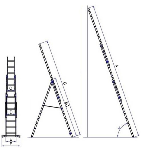 Rebrík G21 trojdielny 7,6m 3x11 priečok