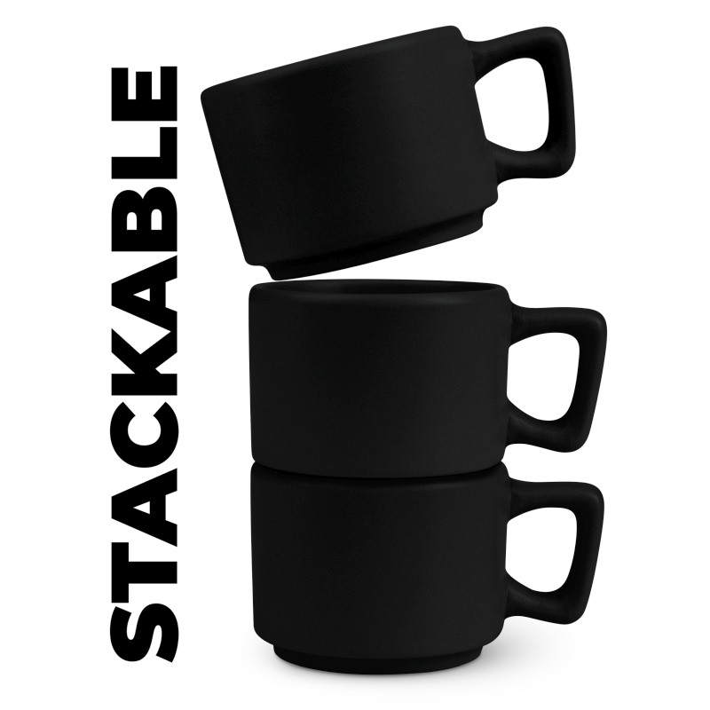 Sada hrnků na espresso s podšálkem 8 ks 100 ml Matte Black Collection