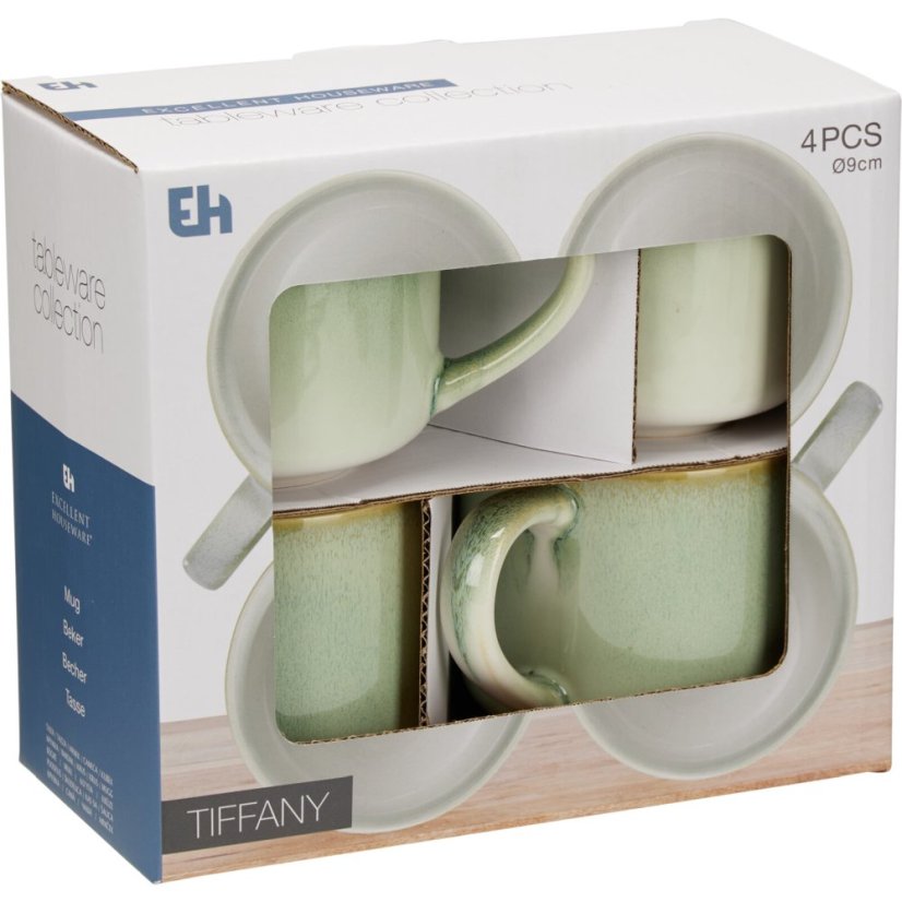 Sada hrnků 4 ks 330 ml zelená