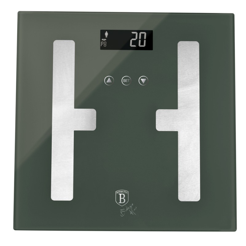 Cântar personal cu măsurare a grăsimii, mușchilor și apei 180 kg Colecția Matte Green