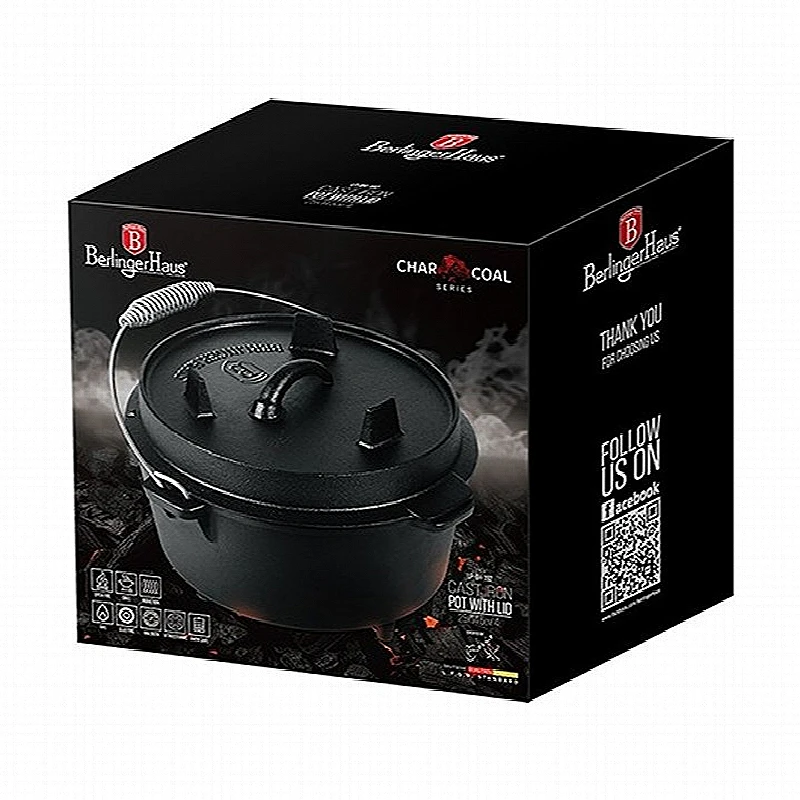 Hrnec litinový s poklicí 25 cm černý