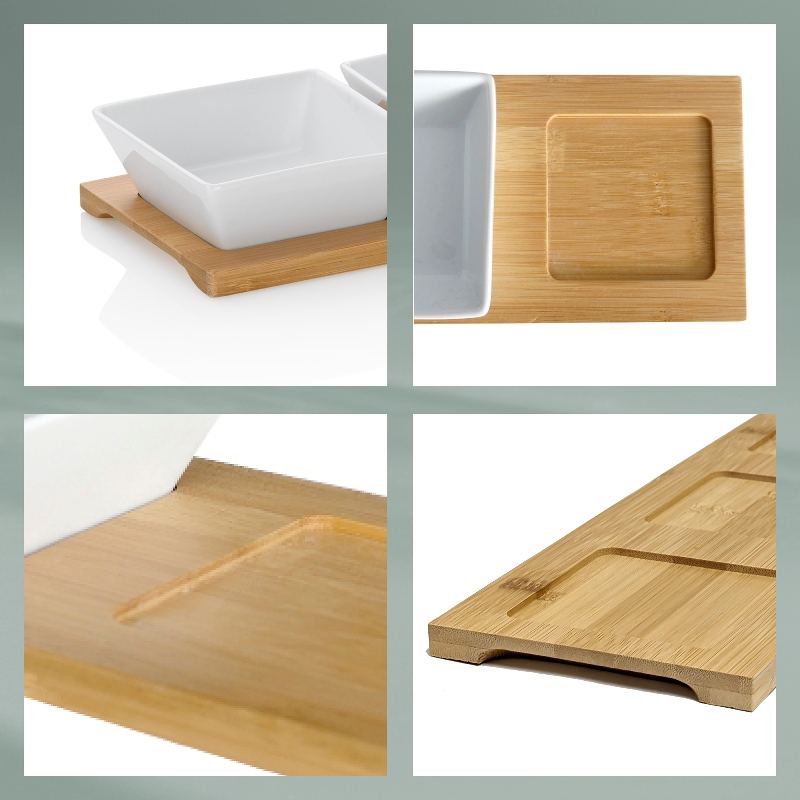 Boluri de servit PHILIPA 4pcs porțelan/bamboo