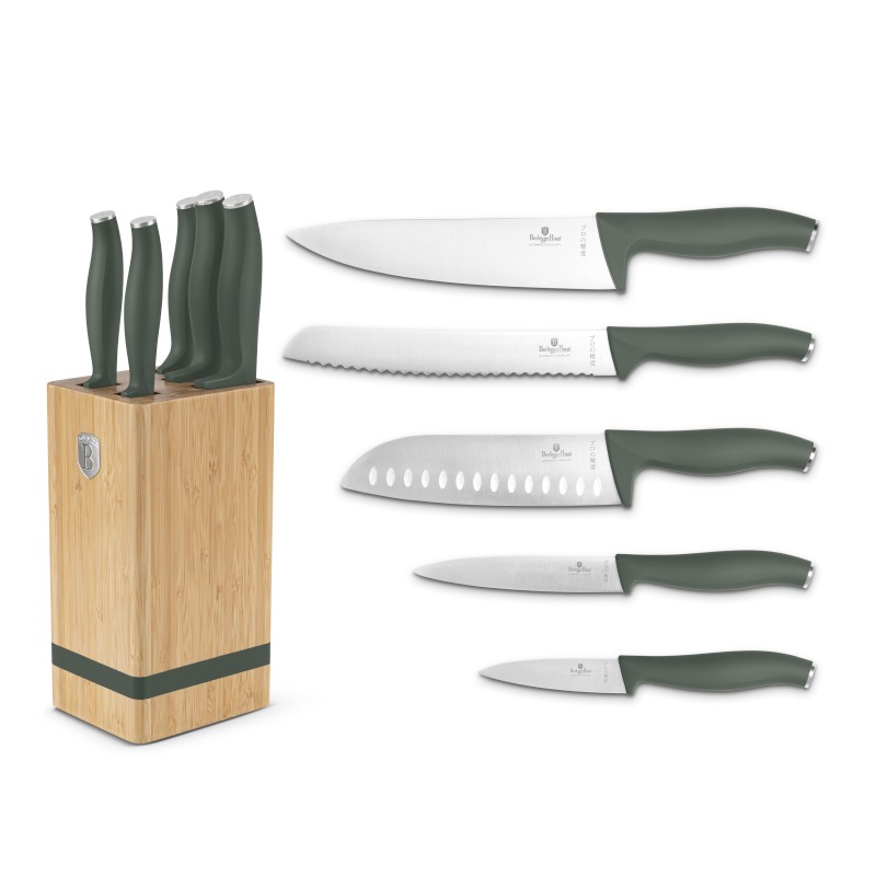 Sada nožů se stojanem BAMBOO 6 ks Matte Green Collection