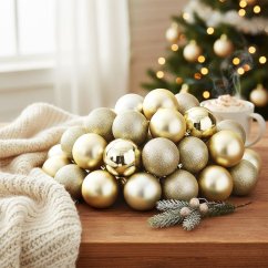 Juego de 26 bolas de adorno navideño champán