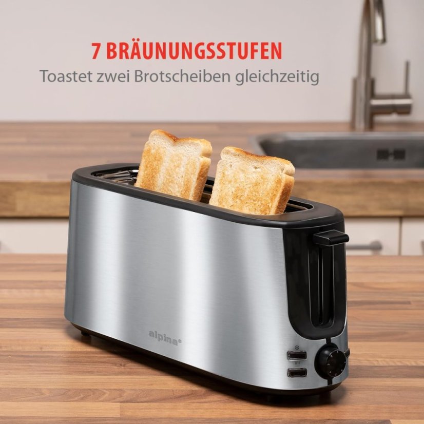 Topinkovač na 2 topinky dlouhý nerez ocel 1000W