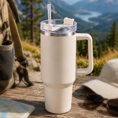 Termohrnek dvoustěnný z nerezové oceli 1,2 l béžová