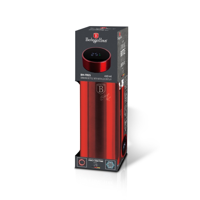 Termoska nerez s LED displejem 450 ml Burgundy Metallic Line