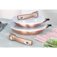 Sada pánví s mramorovým povrchem 4 ks Metallic Line Rose Gold