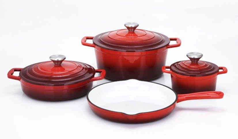 Sada nádobí litinová Xanten 7 ks červená