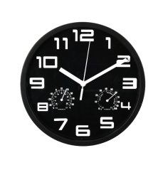 Nástenné hodiny s teplomerom a vlhkomerom 25 cm čierna