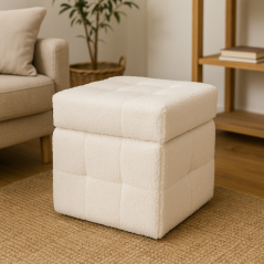 Taburet s úložným prostorem 38x38x37 cm bílá