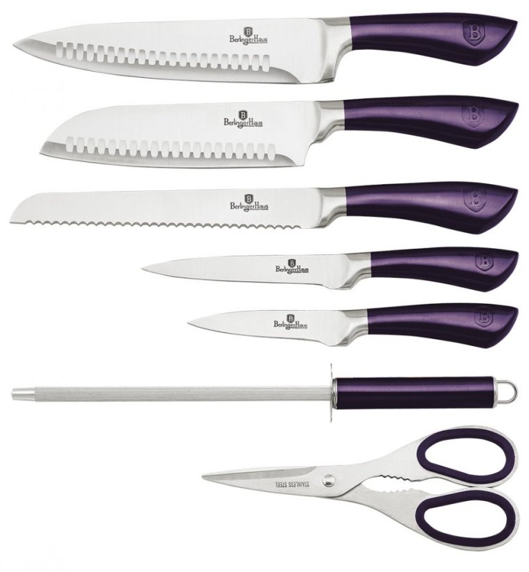 Súprava nožov v stojane nerez 8 ks Purple Metallic Line