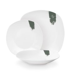Jídelní sada talířů 18 ks Matte Green Collection bílá-zelená Jídelní sada talířů 18 ks Matte Green Collection bílá-zelená