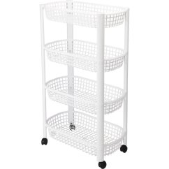 Cărucior de bucătărie cu 4 niveluri, 79 cm, alb