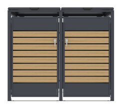 Adăpost pentru pubele G21 132x117x80 cm, culoare antracit cu decor imitație de lemn