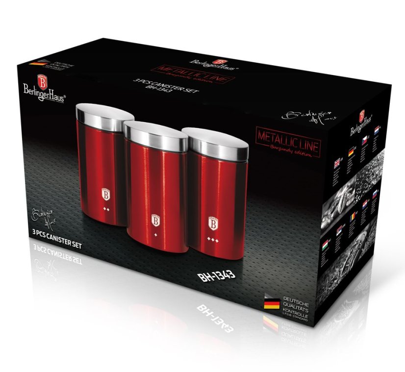 Dóza na potraviny sada 3 ks Burgundy Metallic Line