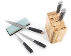 Set de cuțite G21 Gourmet Damasc în bloc de bambus 5 buc + piatră de achicat Set de cuțite G21 Gourmet Damasc în bloc de bambus 5 buc + piatră de achicat
