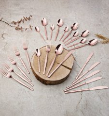 Set tacâmuri din oțel inoxidabil 24 buc oglindă Rosegold Metallic Line