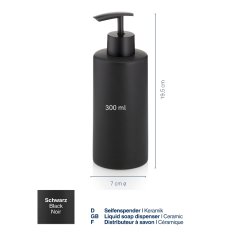 Dávkovač mýdla Matsi keramika černá 300 ml