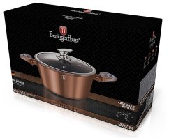 Caserolă cu suprafață din marmură și capac 24 cm Rosegold Metallic Line - design. defect