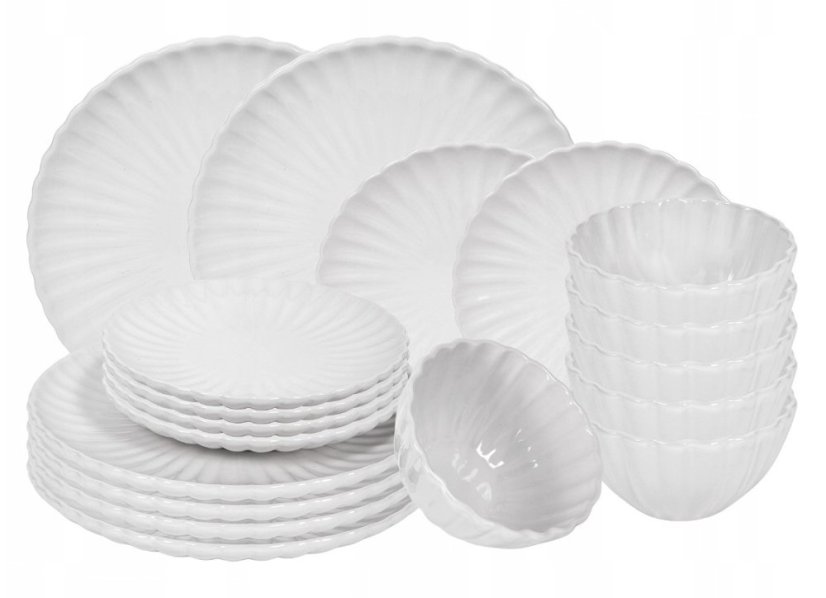 Jídelní sada talířů porcelánová PEARL 18 ks bílá