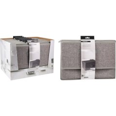 Úložný box s víkem 39x29x19 textil šedý Úložný box s víkem 39x29x19 textil šedý