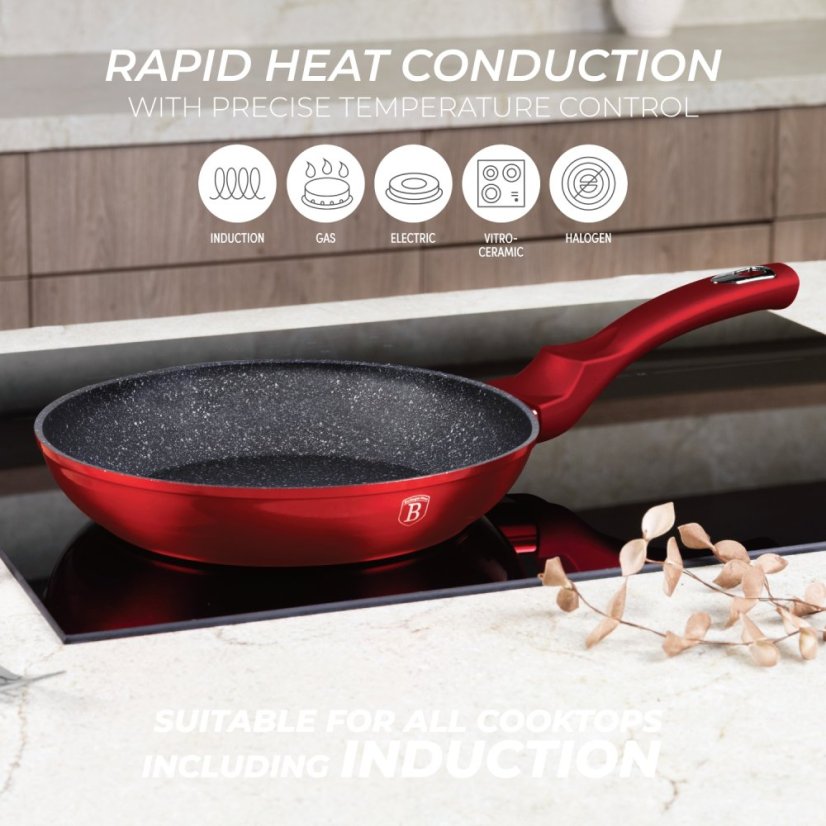 Sada nádobí s mramorovým povrchem 22 ks Burgundy Metallic Line