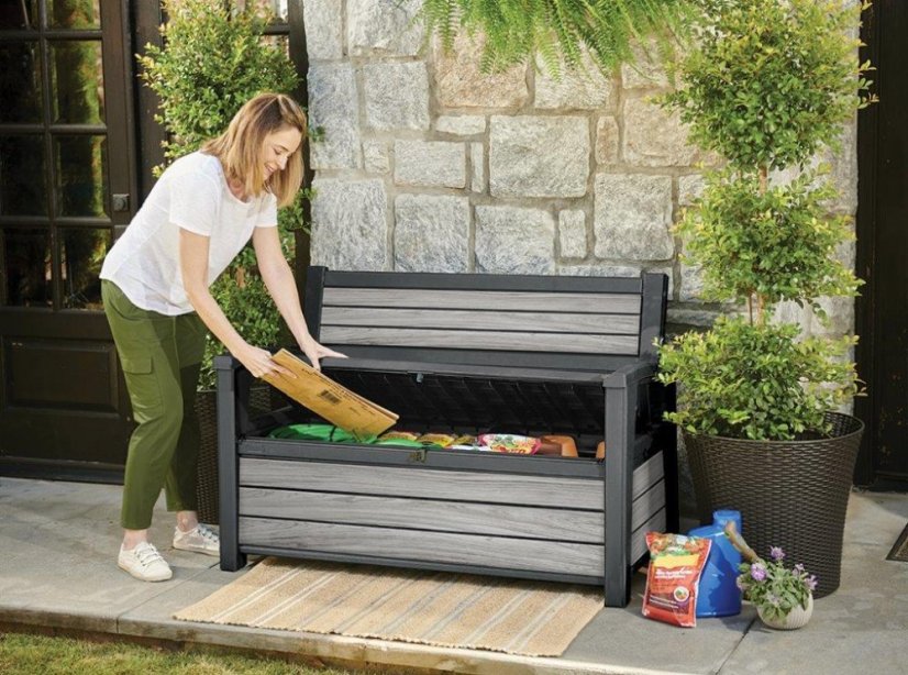 Bancă de grădină Keter Deco Garden Bench, culoare Storm grey